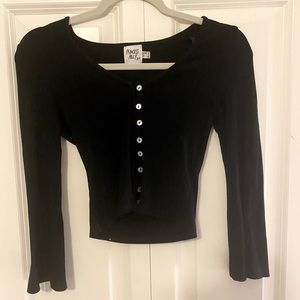 Princess Polly Black Flared Sleeve Button Up Shirt